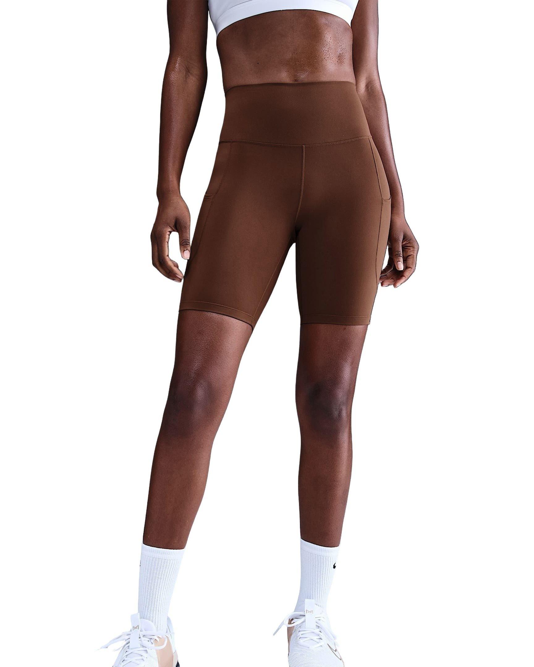 Nike Women's One High-Waisted 8" Biker Shorts with Pockets - Brown - BROWN